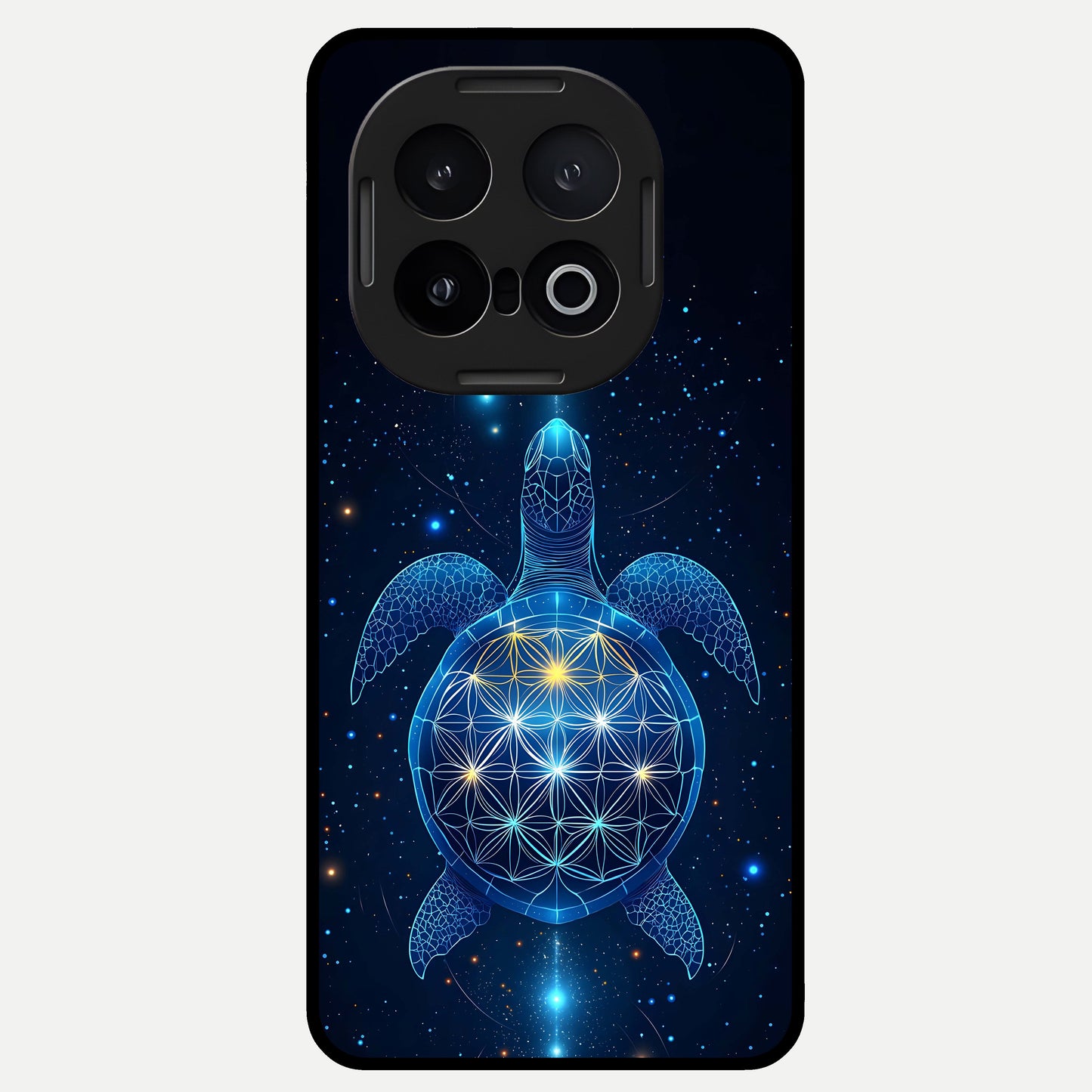  Crimson Blue Turtle Glass Case for iQOO 13 back cover – full design glossy printed glass finish