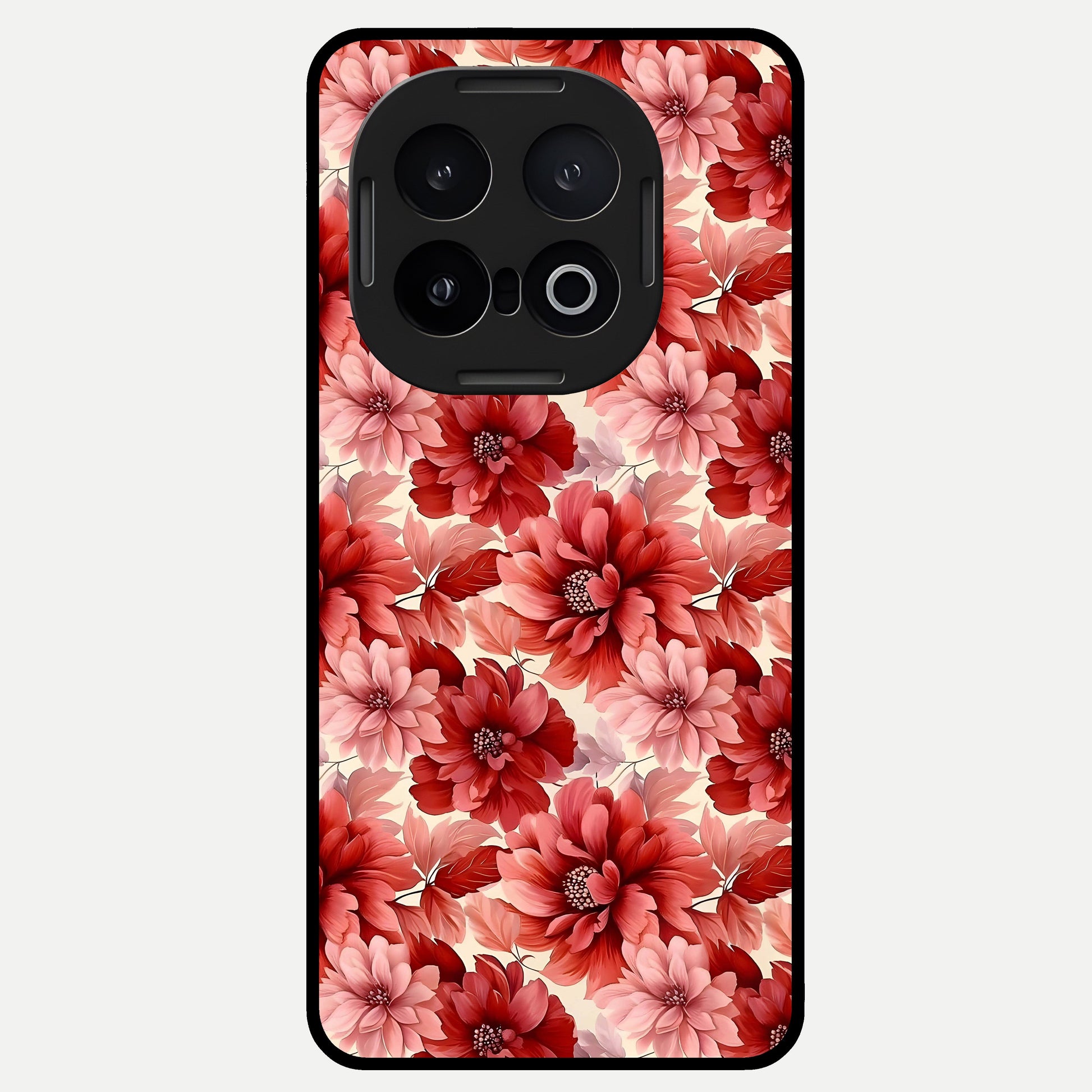  Crimson Love Petals Glass Case for iQOO 13 back cover – full design glossy printed glass finish