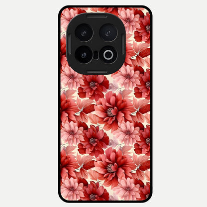  Crimson Love Petals Glass Case for iQOO 13 back cover – full design glossy printed glass finish
