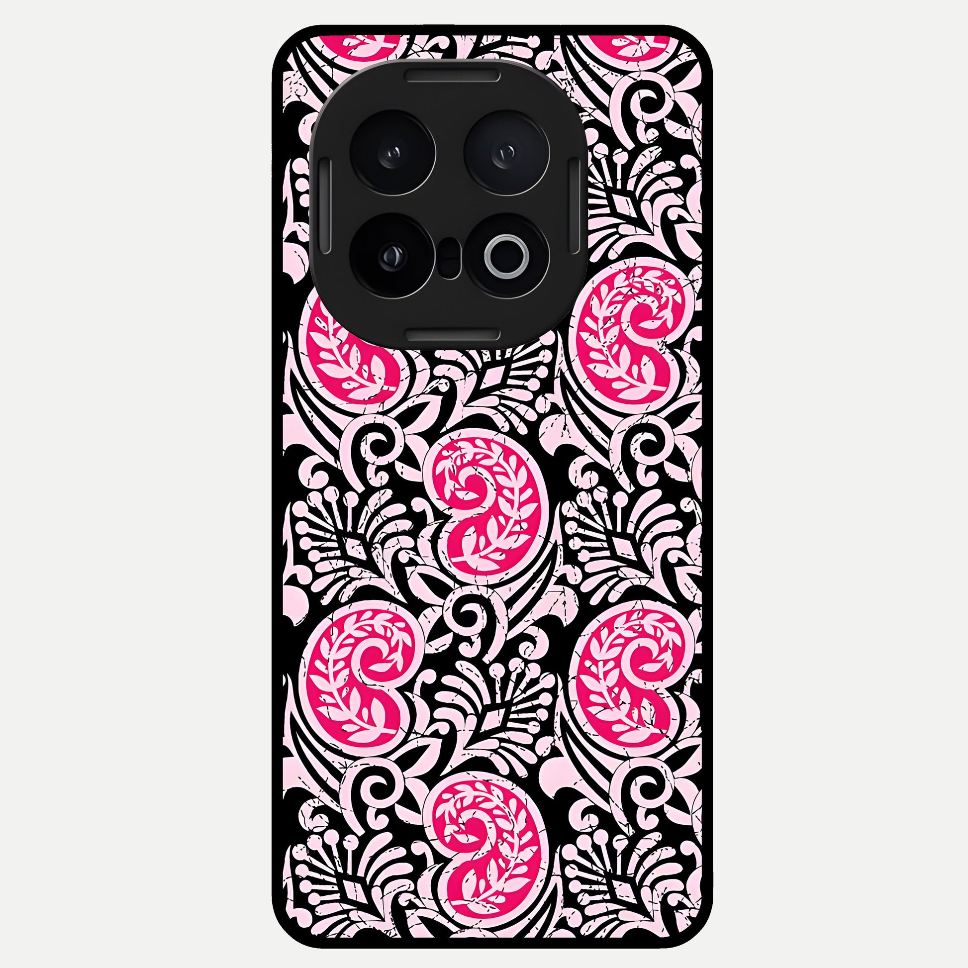  Crimson Paisley Charm Glass Case for iQOO 13 back cover – full design glossy printed glass finish