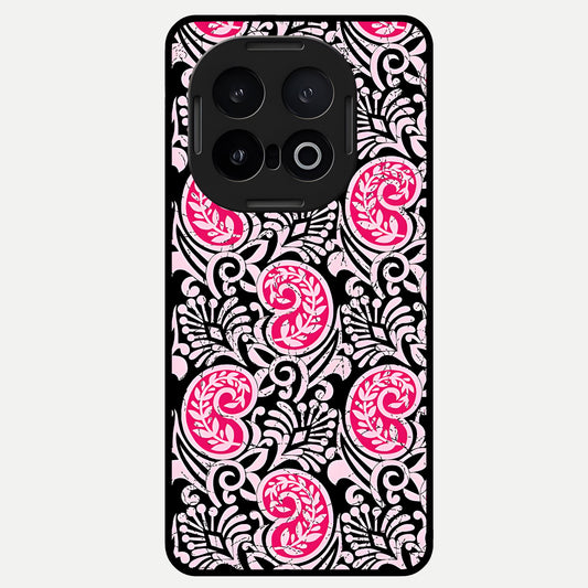  Crimson Paisley Charm Glass Case for iQOO 13 back cover – full design glossy printed glass finish