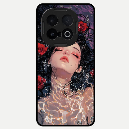  Crimson Rose Serenity Glass Case for iQOO 13 back cover – full design glossy printed glass finish