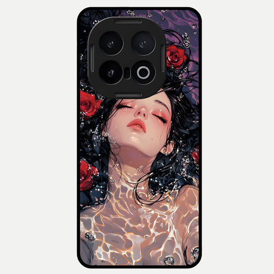  Crimson Rose Serenity Glass Case for iQOO 13 back cover – full design glossy printed glass finish