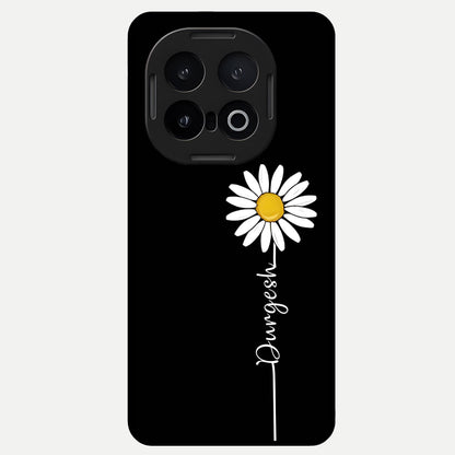  Custom Name White Flower Glass Case for iQOO 13 back cover – full design glossy printed glass finish