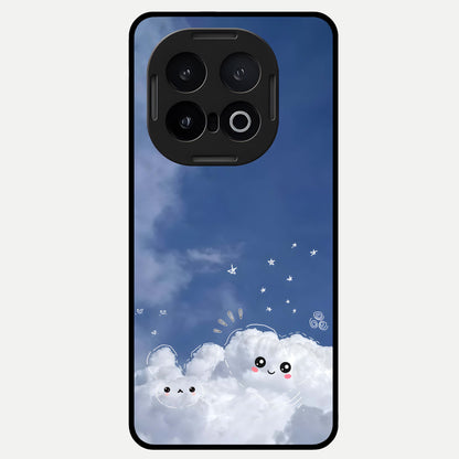  Cute Blossom Cloud Glass Case for iQOO 13 back cover – full design glossy printed glass finish