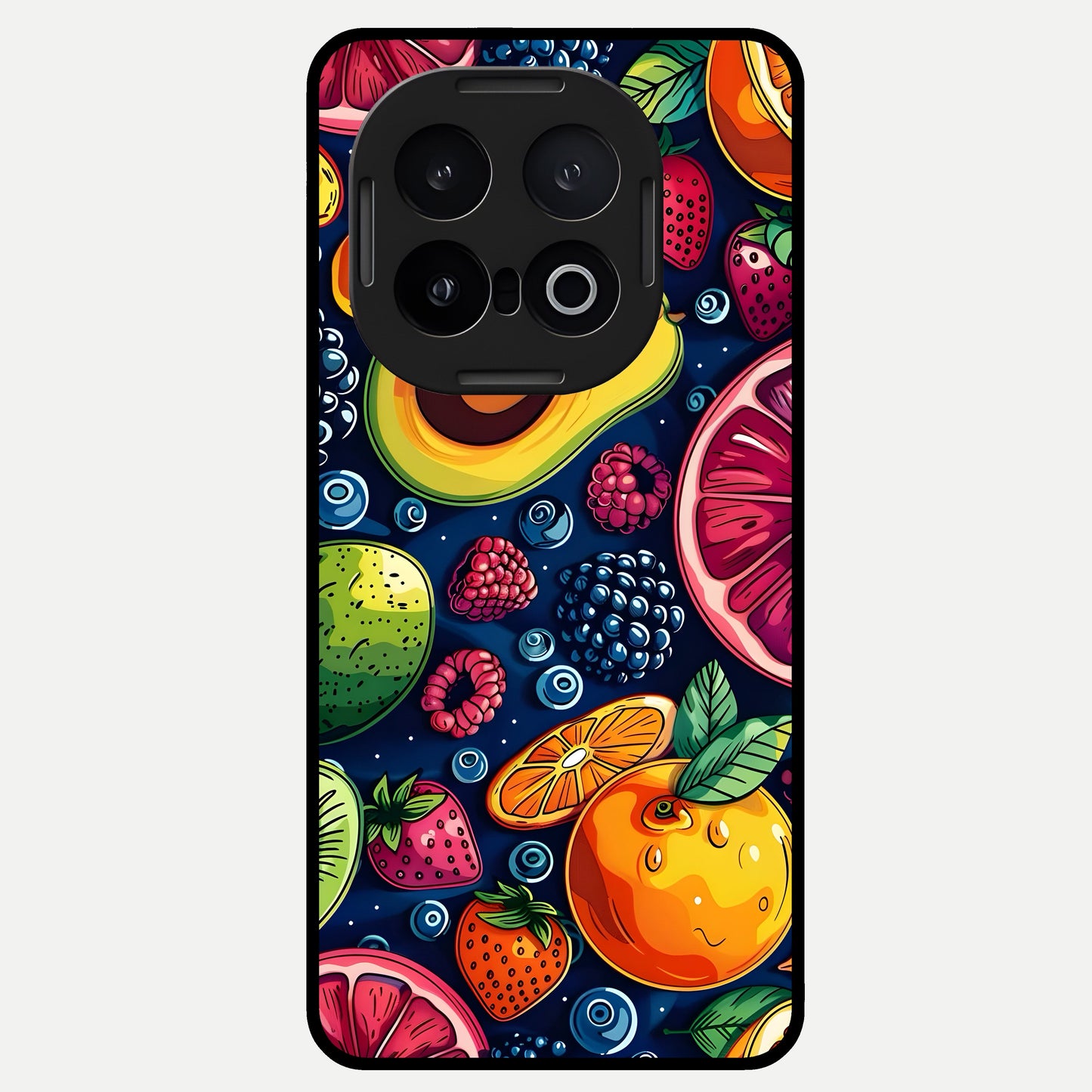  Cute Fruits Art Glass Case for iQOO 13 back cover – full design glossy printed glass finish