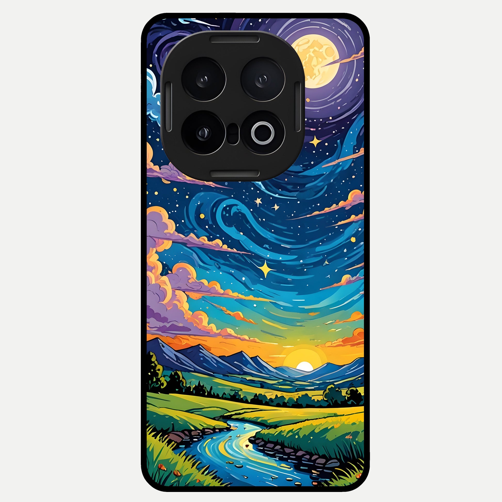  Dreamy Night Landscape Glass Case for iQOO 13 back cover – full design glossy printed glass finish