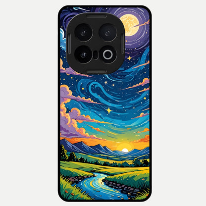  Dreamy Night Landscape Glass Case for iQOO 13 back cover – full design glossy printed glass finish