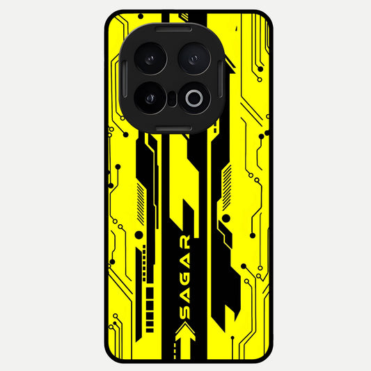  Electric Pulse CYBERPUNK Custom Name Glass Case for iQOO 13 back cover – full design glossy printed glass finish