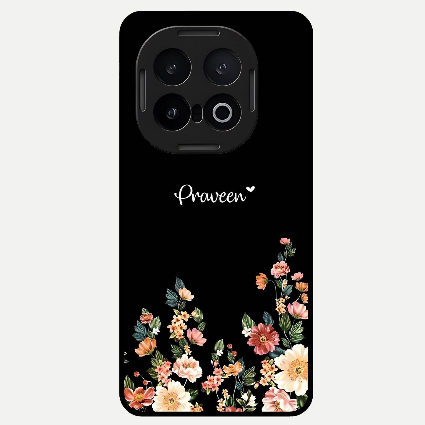 Floral Design Personalized Custom Name Glass Case for iQOO 13 back cover – full design glossy printed glass finish