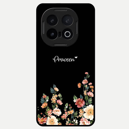  Floral Design Personalized Custom Name Glass Case for iQOO 13 back cover – full design glossy printed glass finish
