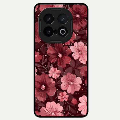  Flower Blush Bloom Glass Case for iQOO 13 back cover – full design glossy printed glass finish