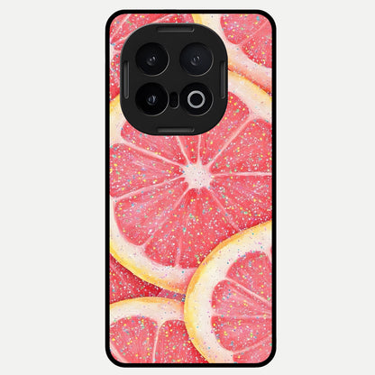  Glitter Grapefruit Glass Case for iQOO 13 back cover – full design glossy printed glass finish