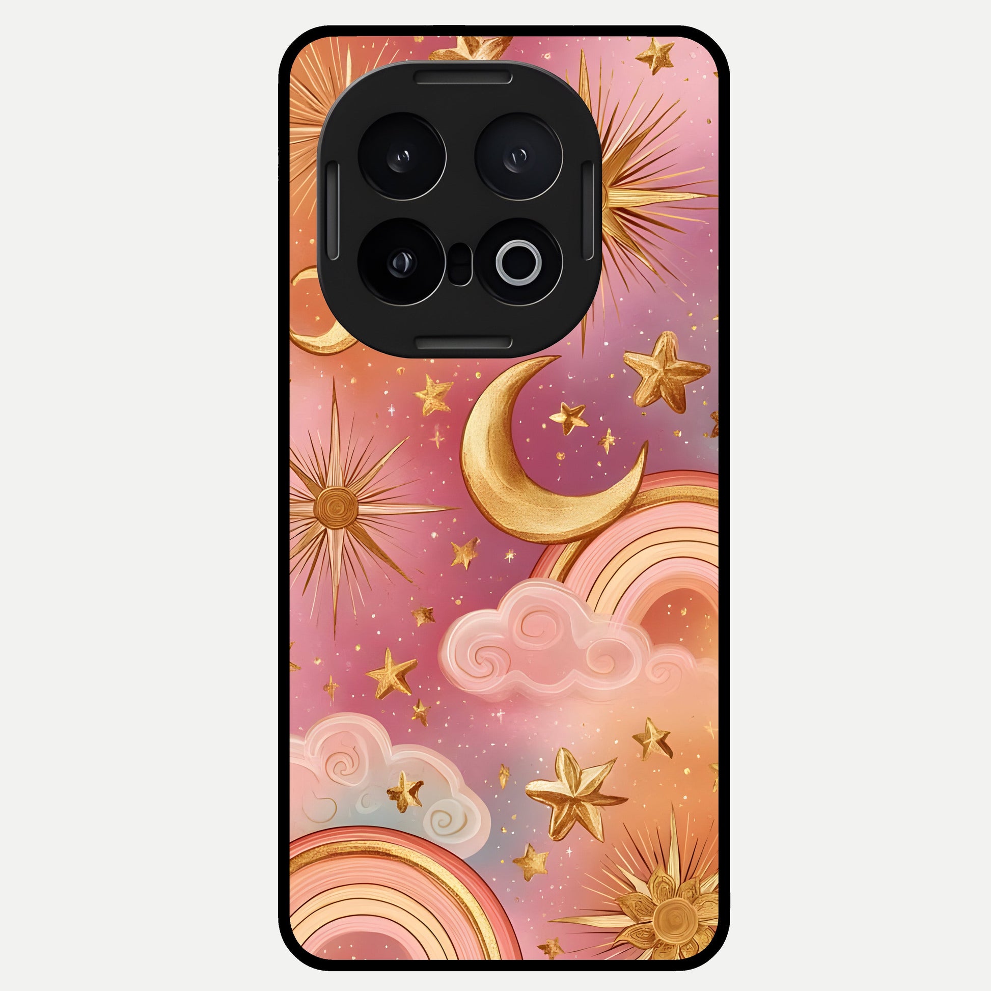  Golden Celestial Dreams Glass Case for iQOO 13 back cover – full design glossy printed glass finish