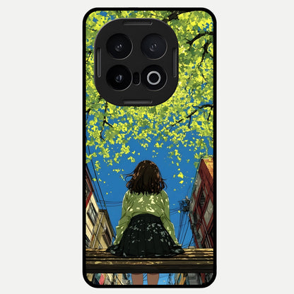  Golden Leaves Glow Glass Case for iQOO 13 back cover – full design glossy printed glass finish