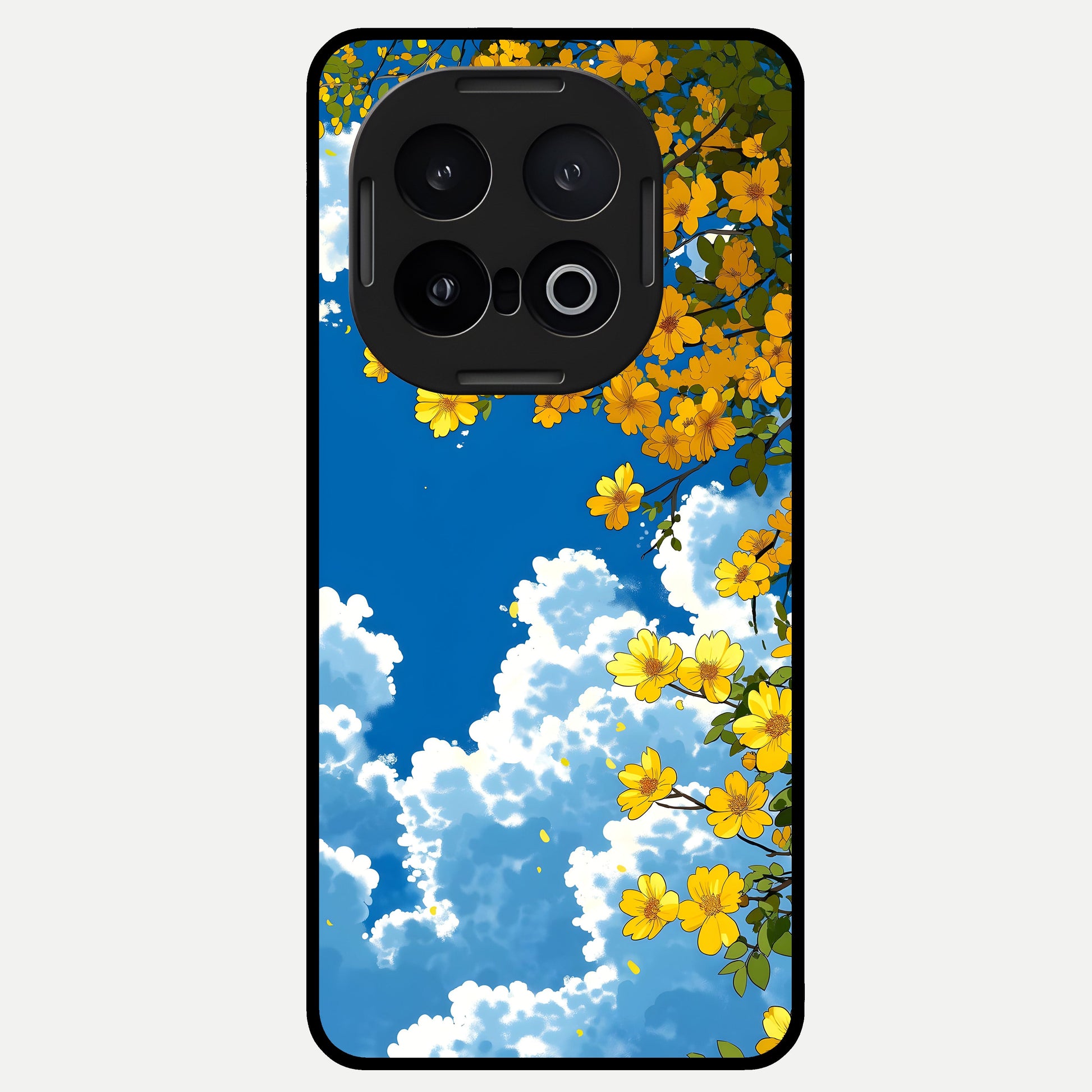  Golden Petal Sky Glass Case for iQOO 13 back cover – full design glossy printed glass finish