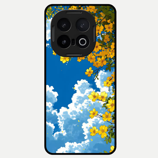  Golden Petal Sky Glass Case for iQOO 13 back cover – full design glossy printed glass finish