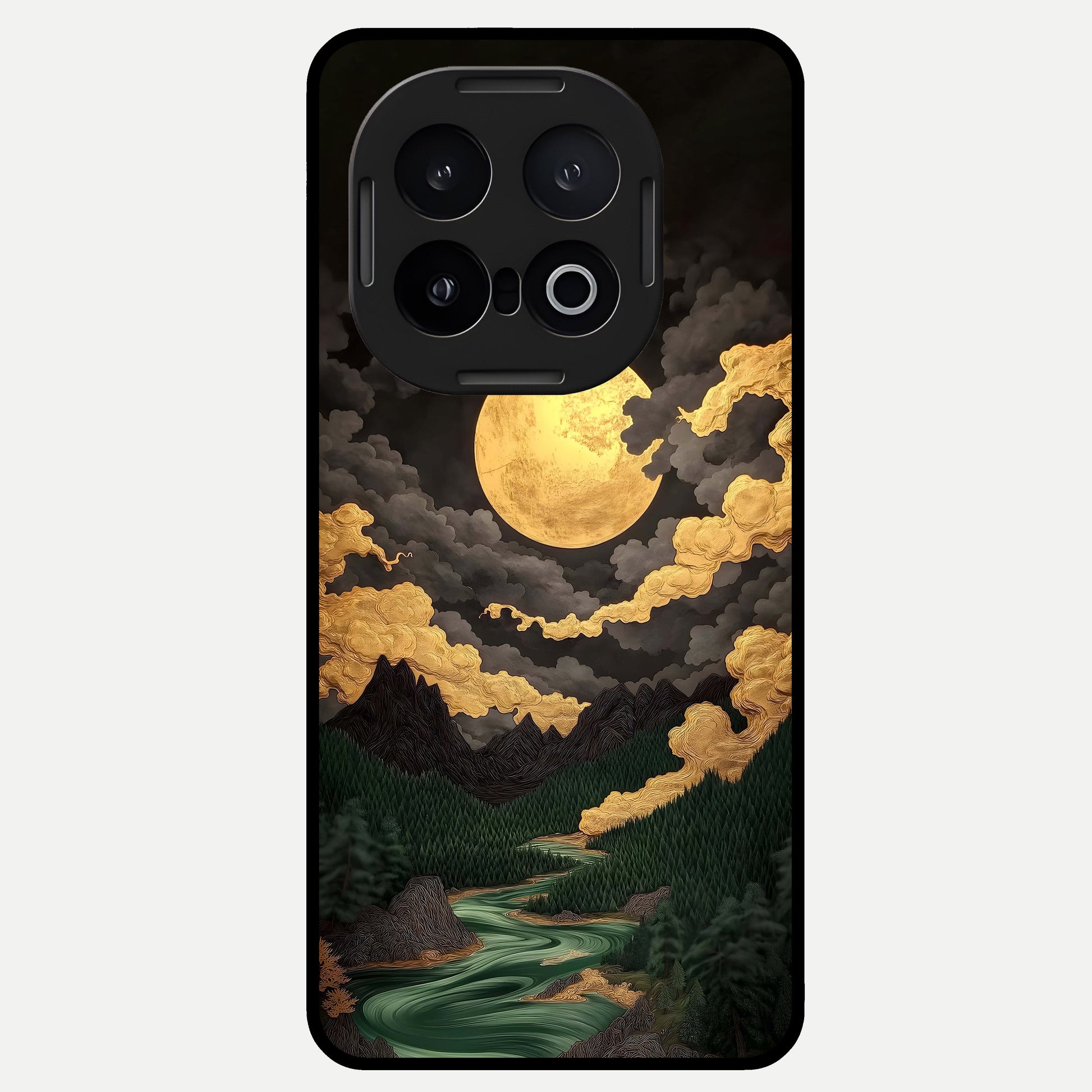  Golden River Moon Glass Case for iQOO 13 back cover – full design glossy printed glass finish