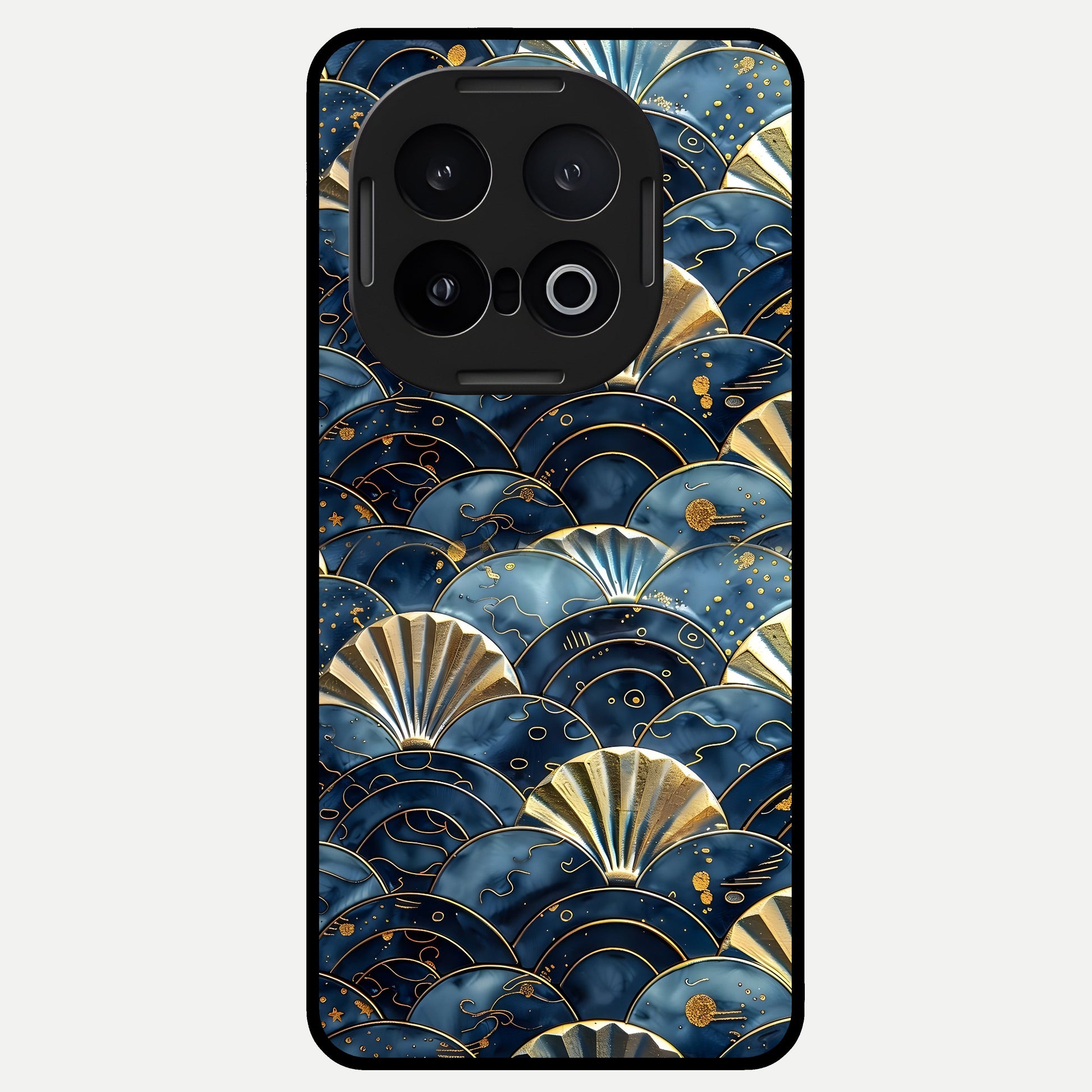  Golden Wave Luxe Glass Case for iQOO 13 back cover – full design glossy printed glass finish