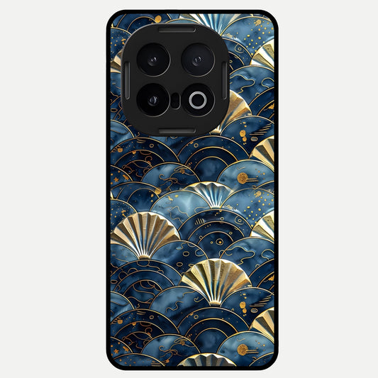  Golden Wave Luxe Glass Case for iQOO 13 back cover – full design glossy printed glass finish