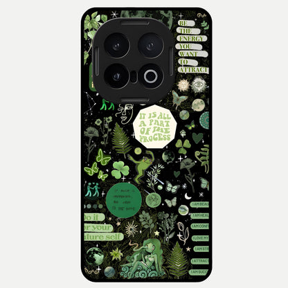 Green Mandala Pattern Glass Case for iQOO 13 back cover – full design glossy printed glass finish