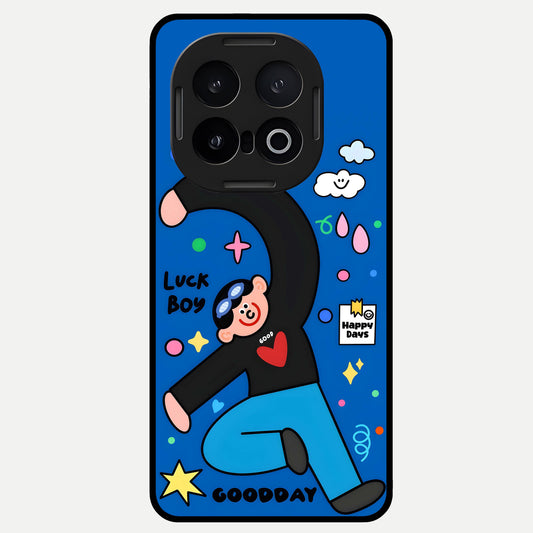  Happy Luck Vibe Glass Case for iQOO 13 back cover – full design glossy printed glass finish