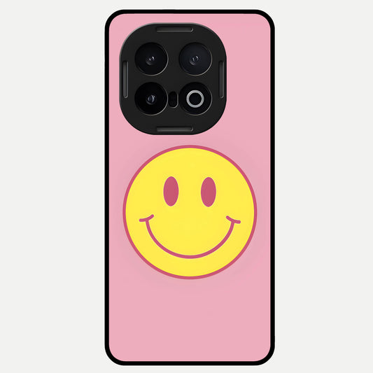  Happy Pink Mood Glass Case for iQOO 13 back cover – full design glossy printed glass finish