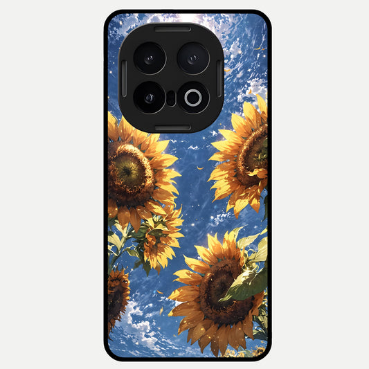  Heavenly Sunflower Rise Glass Case for iQOO 13 back cover – full design glossy printed glass finish