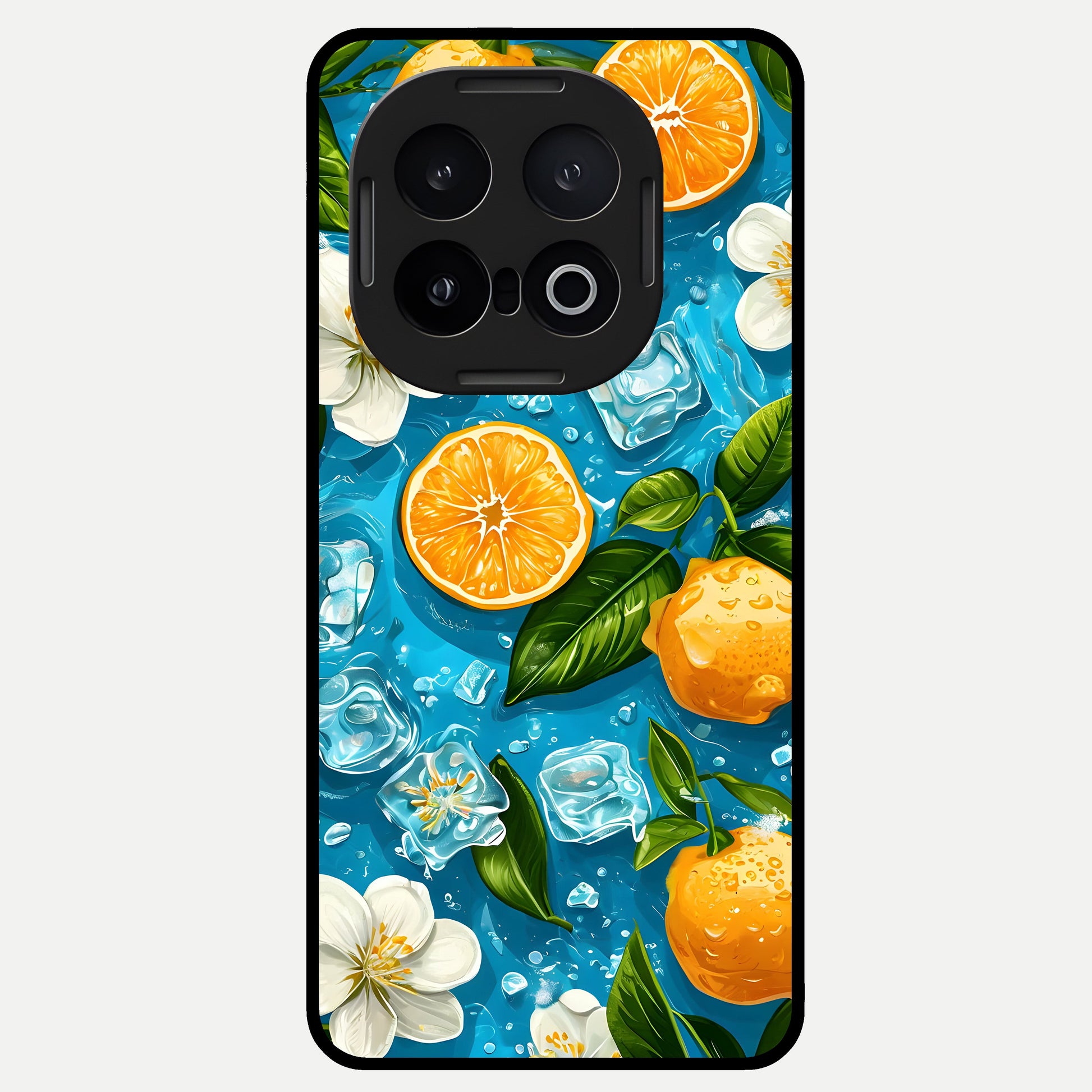  Ice Cube With Orange Glass Case for iQOO 13 back cover – full design glossy printed glass finish