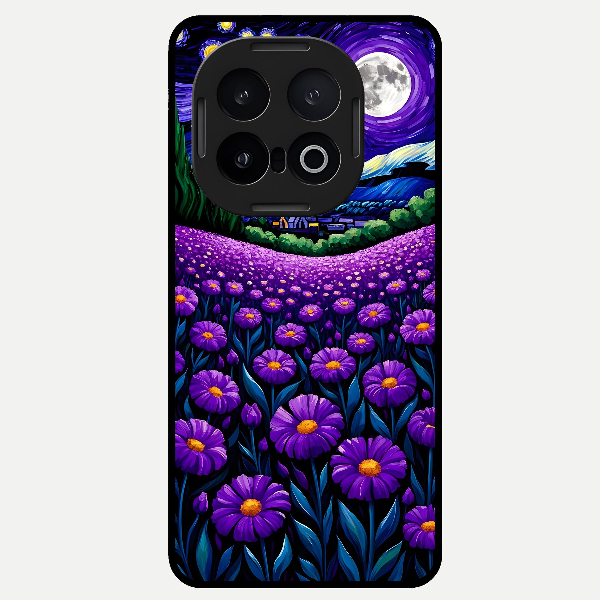  Lavender Moon Field Glass Case for iQOO 13 back cover – full design glossy printed glass finish