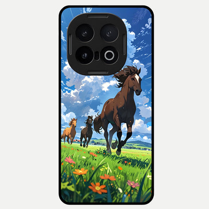  Majestic Horses Galloping Glass Case for iQOO 13 back cover – full design glossy printed glass finish