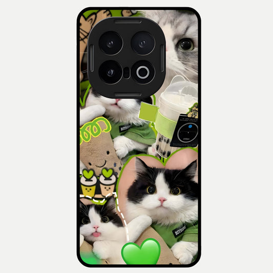  Matcha Cats Mood Glass Case for iQOO 13 back cover – full design glossy printed glass finish