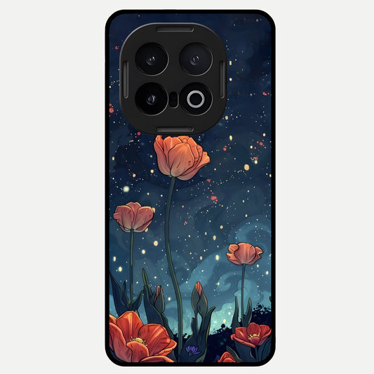  Midnight Tulip Glow Glass Case for iQOO 13 back cover – full design glossy printed glass finish