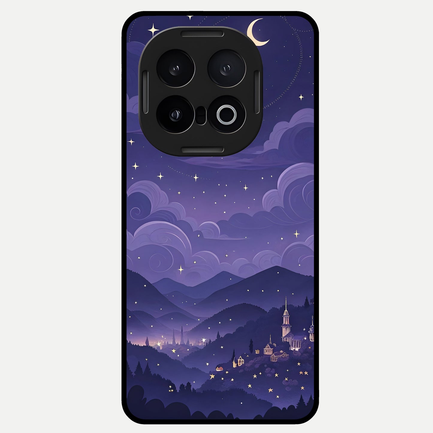  Minimal Night View Glass Case for iQOO 13 back cover – full design glossy printed glass finish