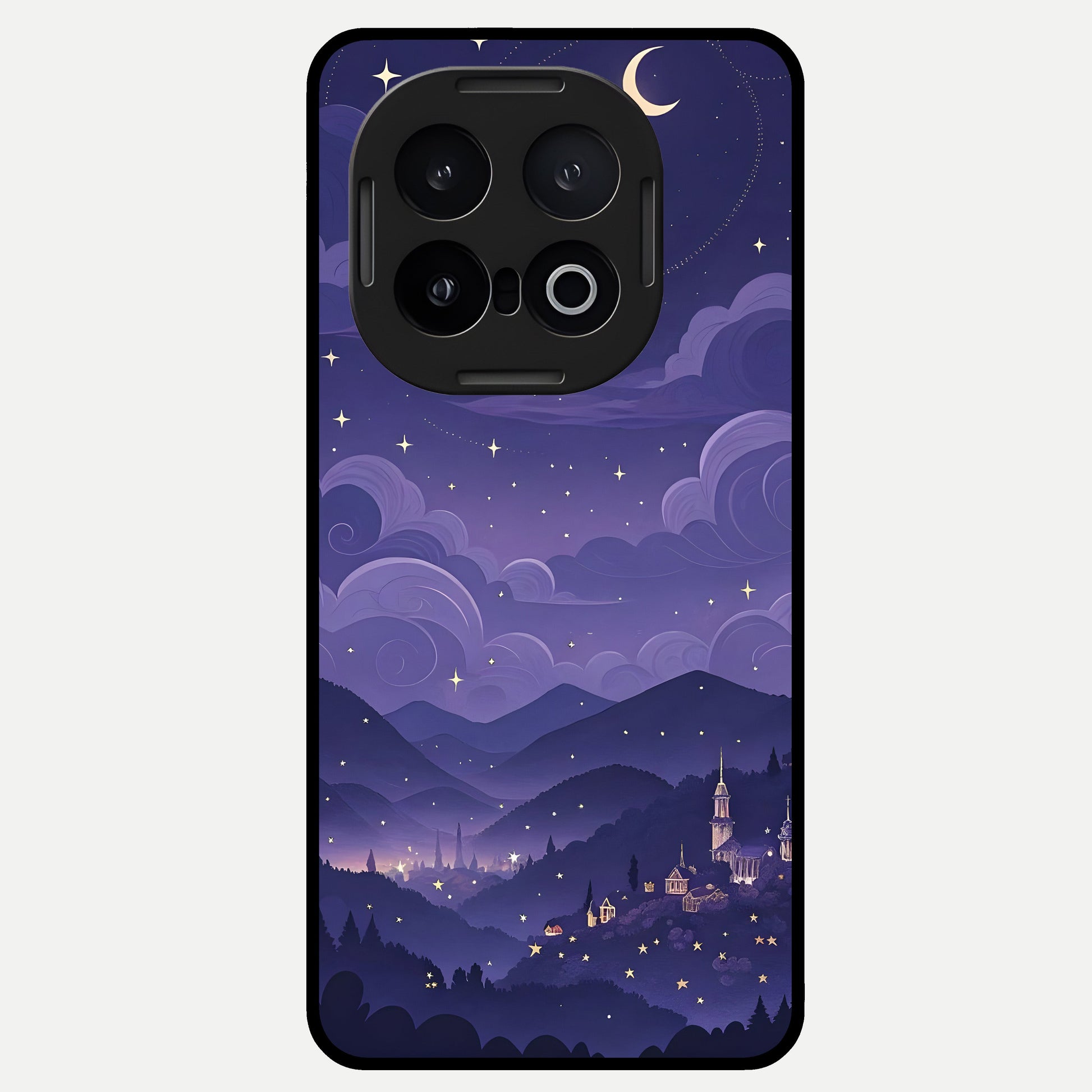  Minimal Night View Glass Case for iQOO 13 back cover – full design glossy printed glass finish
