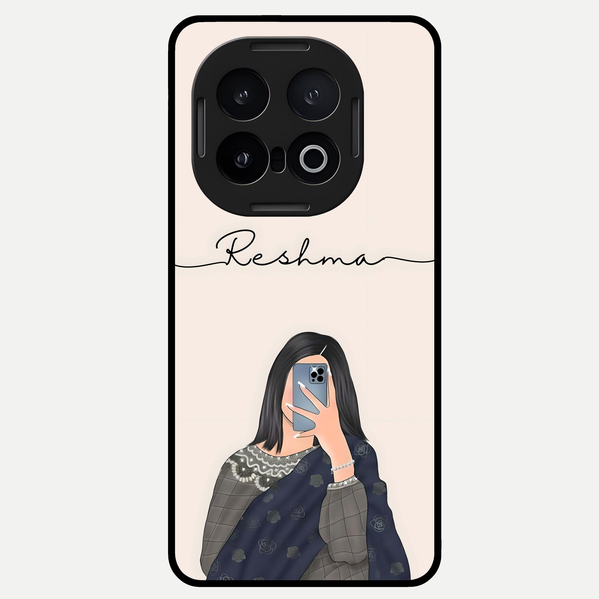  Mirror Mood Muse With Custom Name Glass Case for iQOO 13 back cover – full design glossy printed glass finish