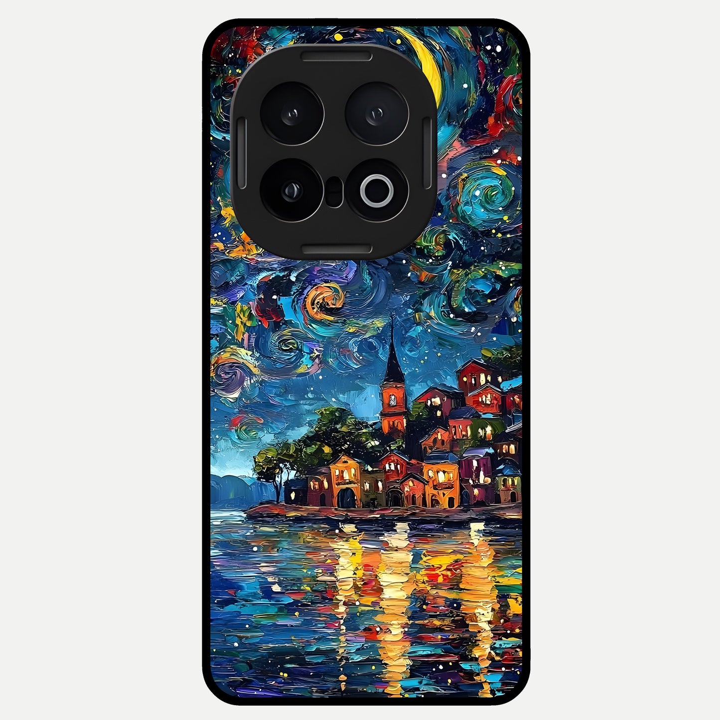  Moonlight Harbor Glow Glass Case for iQOO 13 back cover – full design glossy printed glass finish