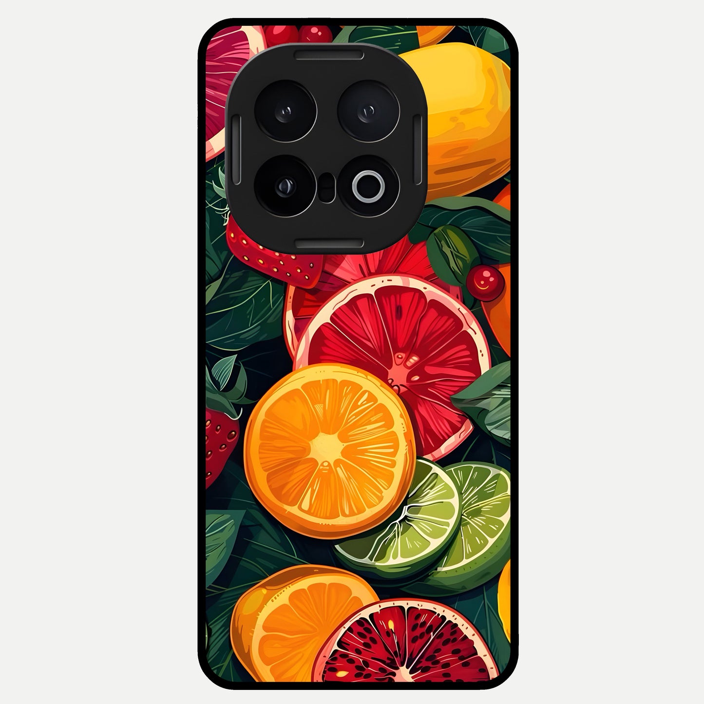  Multiple Fruits Glass Case for iQOO 13 back cover – full design glossy printed glass finish