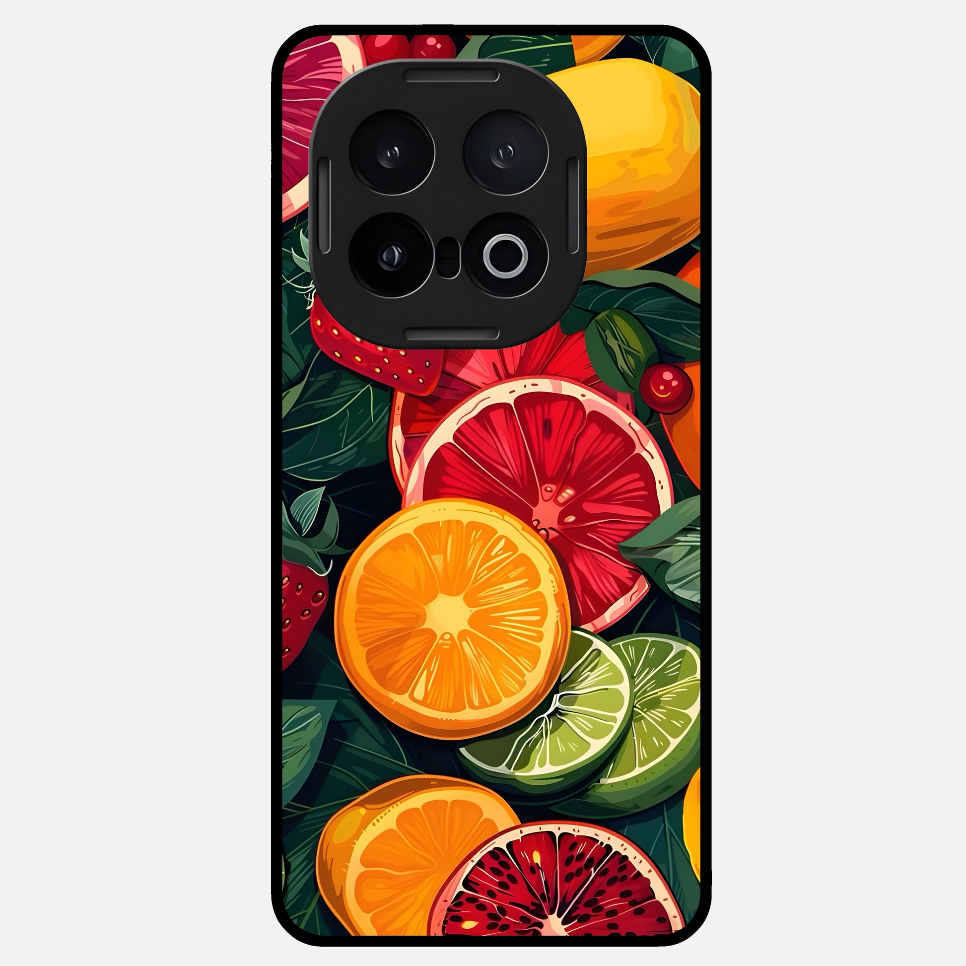  Multiple Fruits Glass Case for iQOO 13 back cover – full design glossy printed glass finish