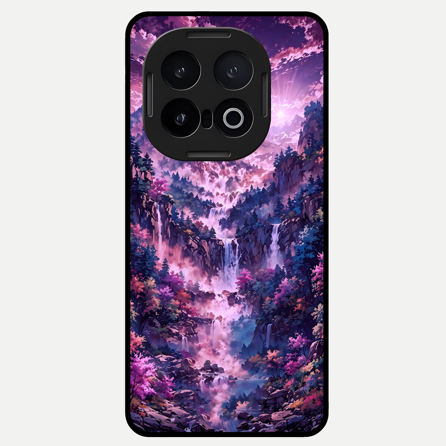  Mystic Cascade Peaks Glass Case for iQOO 13 back cover – full design glossy printed glass finish