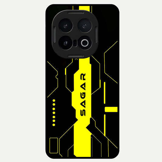  Neon CYBERPUNK Custom Name Glass Case for iQOO 13 back cover – full design glossy printed glass finish