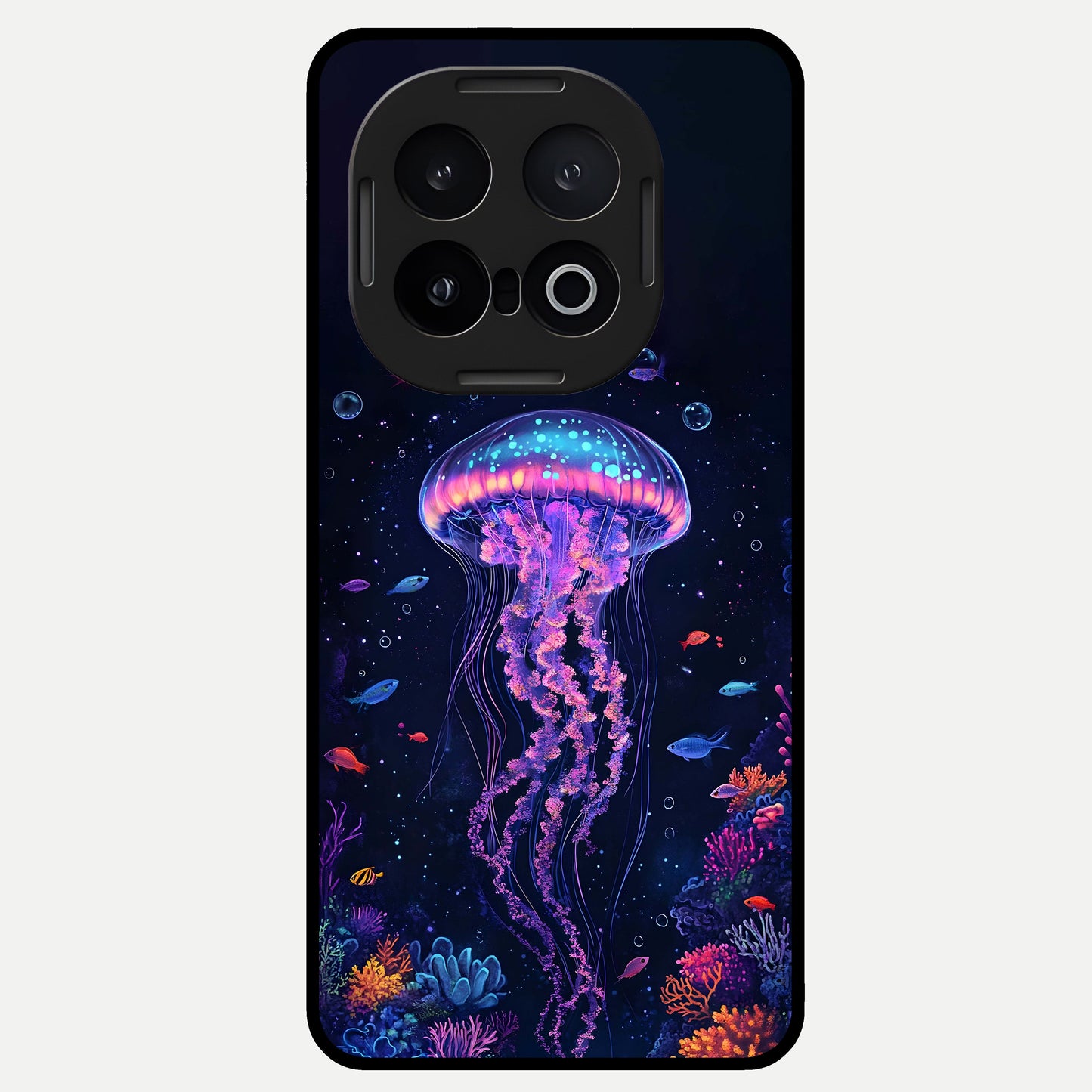  Neon Jellyfish Glass Case for iQOO 13 back cover – full design glossy printed glass finish