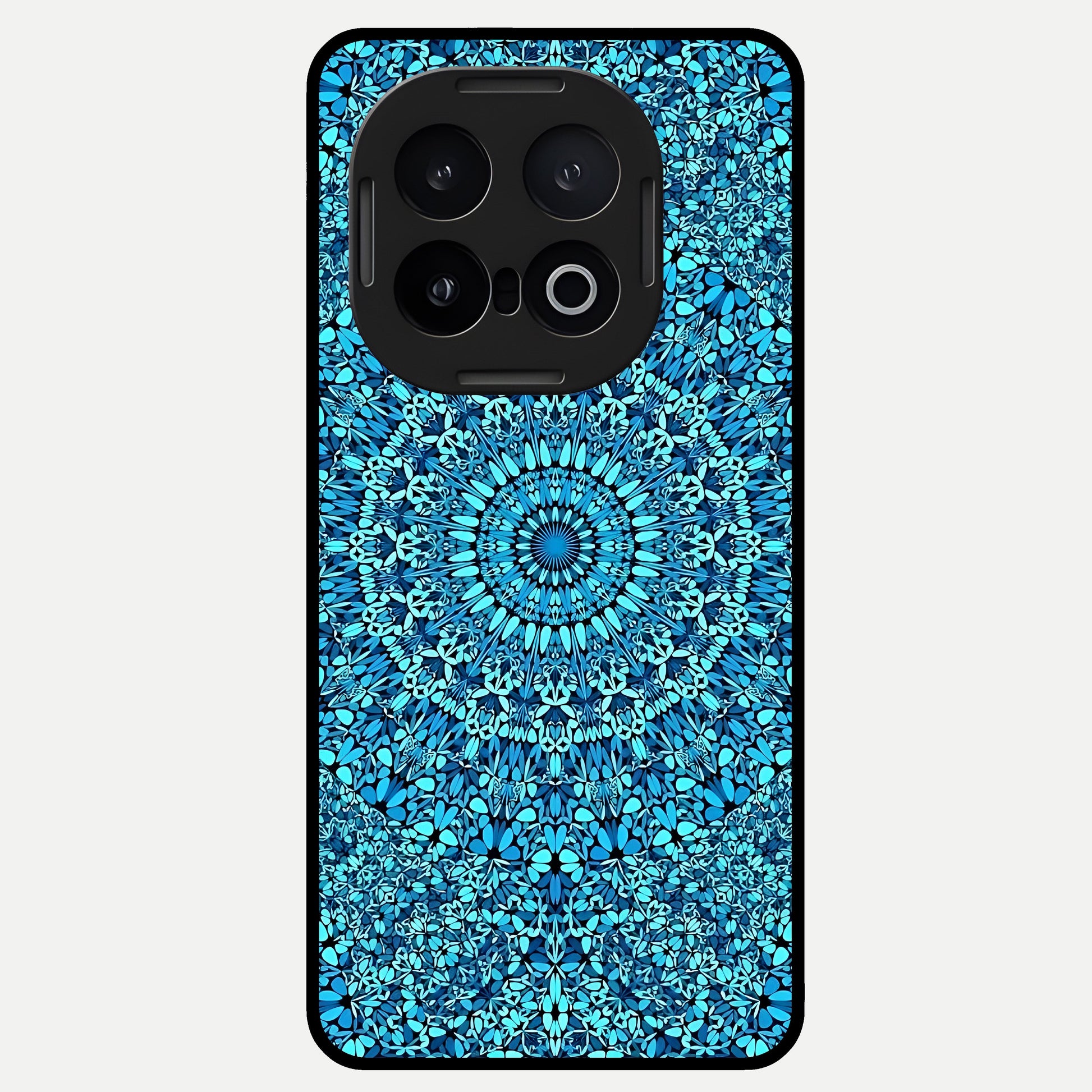  Ocean Bloom Mandala Glass Case for iQOO 13 back cover – full design glossy printed glass finish
