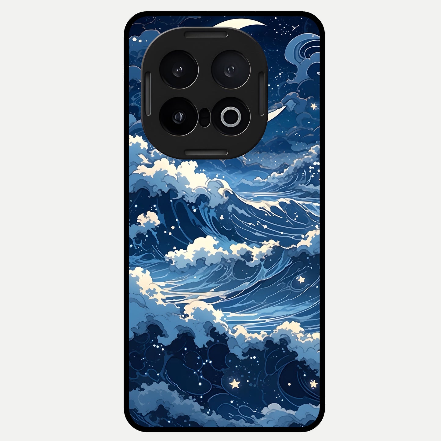  Ocean Moon Waves Glass Case for iQOO 13 back cover – full design glossy printed glass finish