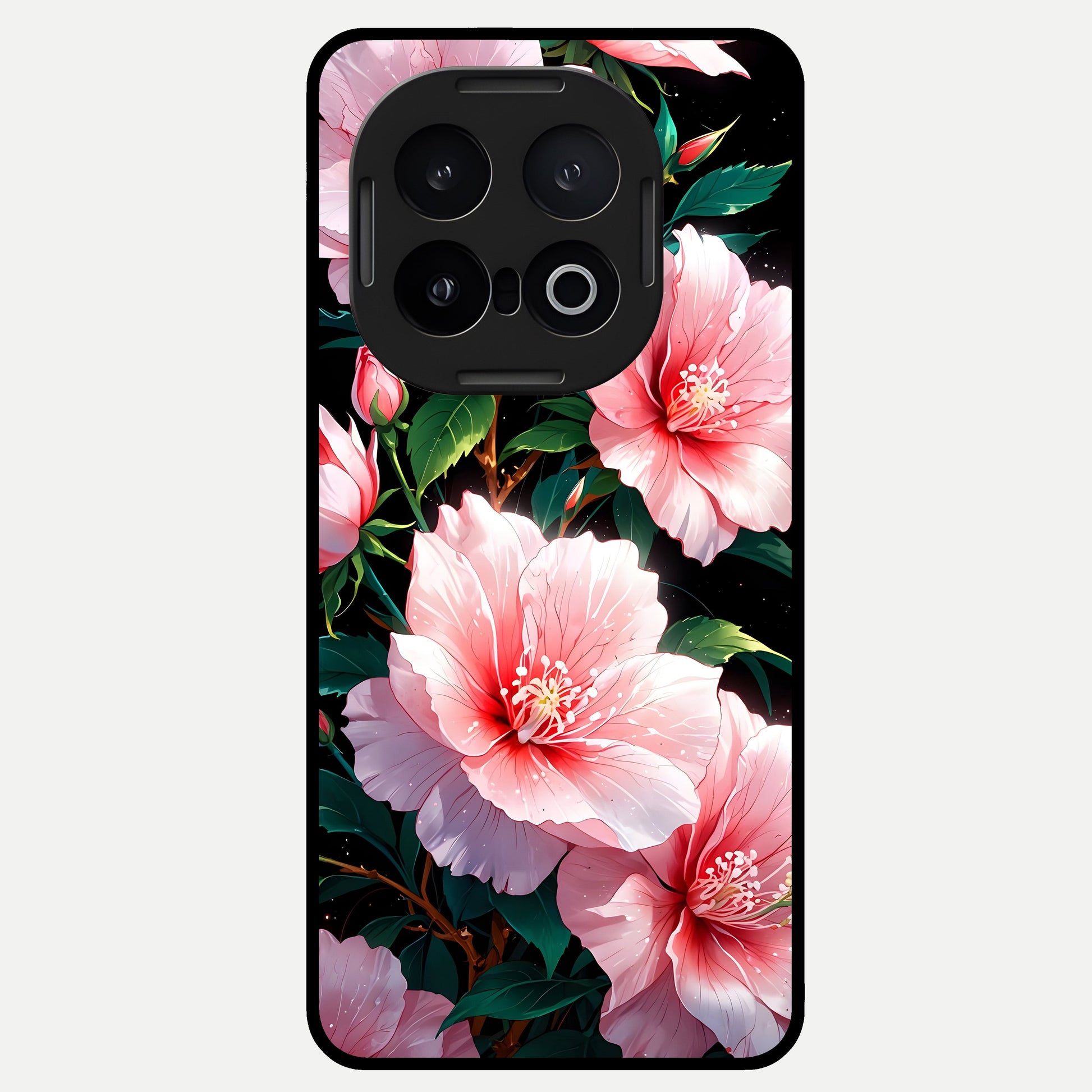  Peach Flower Glass Case for iQOO 13 back cover – full design glossy printed glass finish