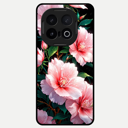  Peach Flower Glass Case for iQOO 13 back cover – full design glossy printed glass finish