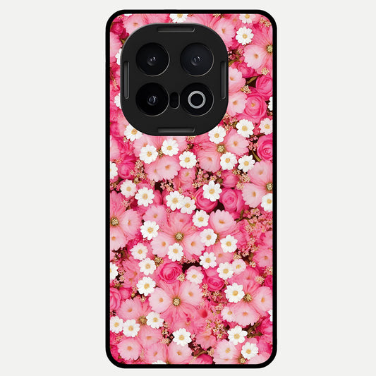  Pink Daisy Bliss Glass Case for iQOO 13 back cover – full design glossy printed glass finish