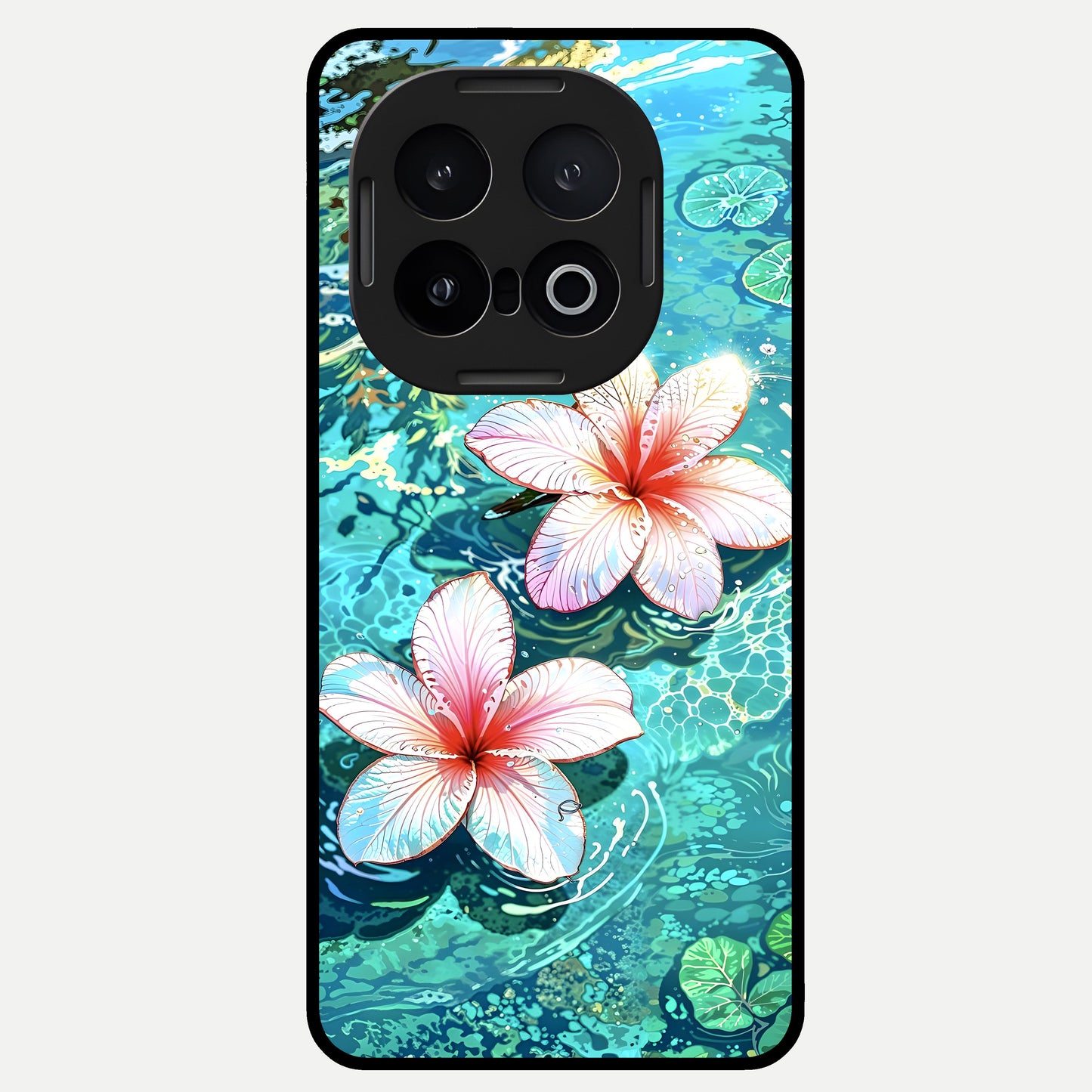  Pink Flowers in Water Glass Case for iQOO 13 back cover – full design glossy printed glass finish