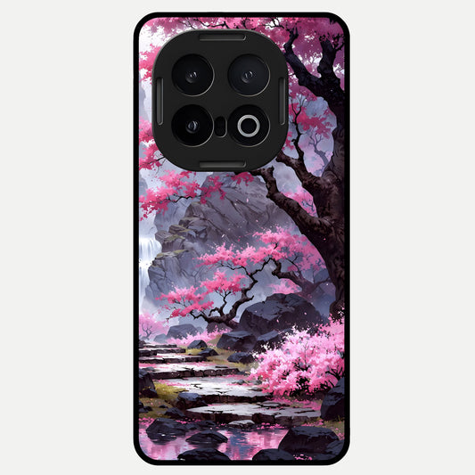  Pink Sunflower Glow Glass Case for iQOO 13 back cover – full design glossy printed glass finish