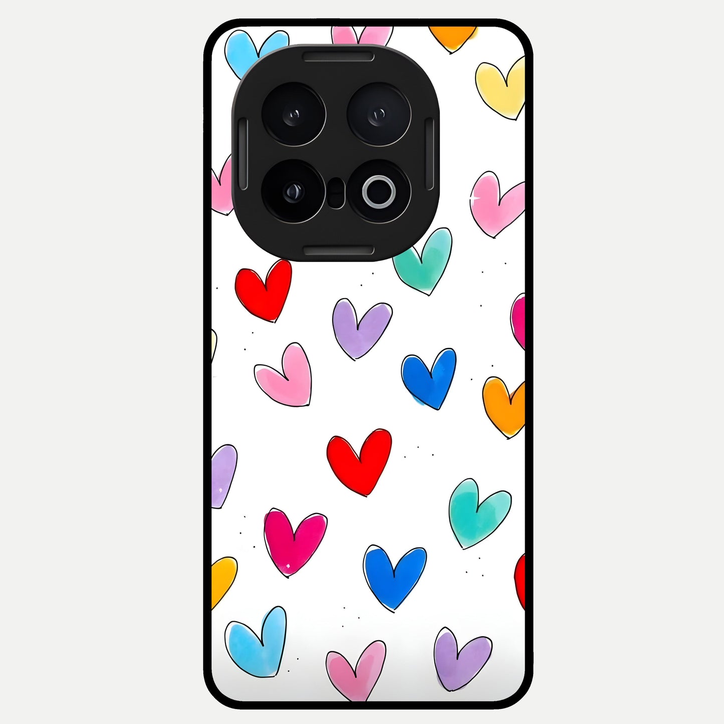  Playful Love Doodles Glass Case for iQOO 13 back cover – full design glossy printed glass finish